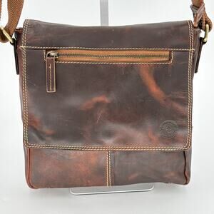 Patricia Nash Firenze Brown Full Grain Leather Flap Messenger Crossbody Bag